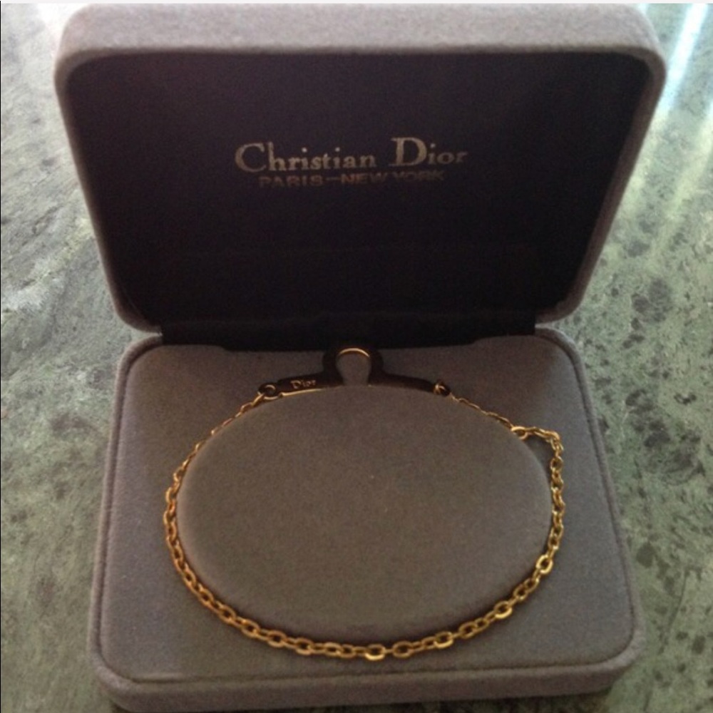 Authentic Vintage Dior gold tie chain with box